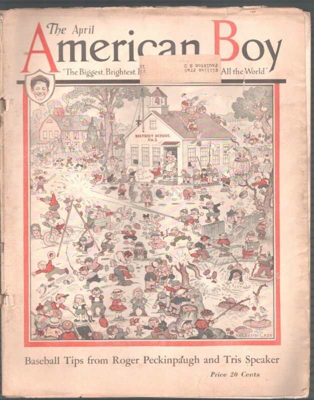 American Boy-4/1925-Harrison Cady Cover-Tris Speaker-Pulp Fiction-G