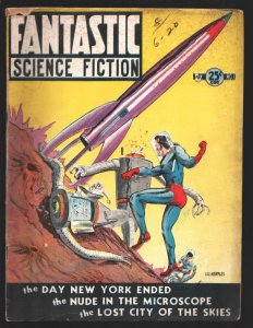 PULP:  Fantastic Science Fiction #1 8/1956-Charlton-bed sheet format-Lou Mora...
