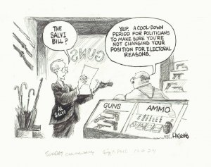 Gun Store Al Salvi Bill Chicago Sun-Times Newspaper Cartoon 1997 by Jack Higgins 