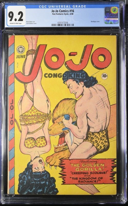 Jo-Jo Comics #16 1948 CGC 9.2 - Golden Age Bondage Cover - Highest Graded