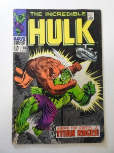 The Incredible Hulk #106 (1968) GD Condition moisture stain, centerfold detached