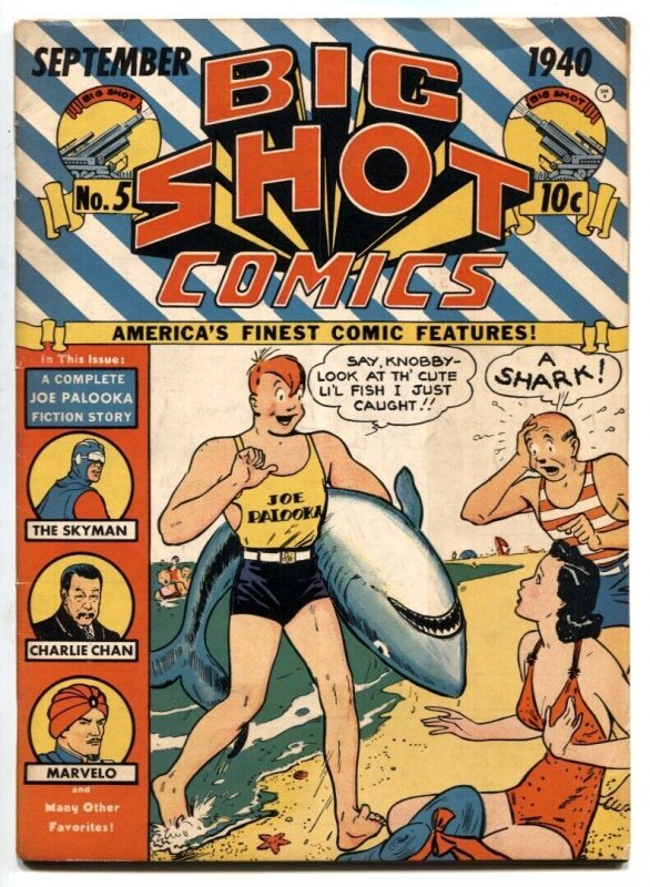 Big Shot Comics #5 1940- JOE PALOOKA SHARK COVER- Charlie Chan FN