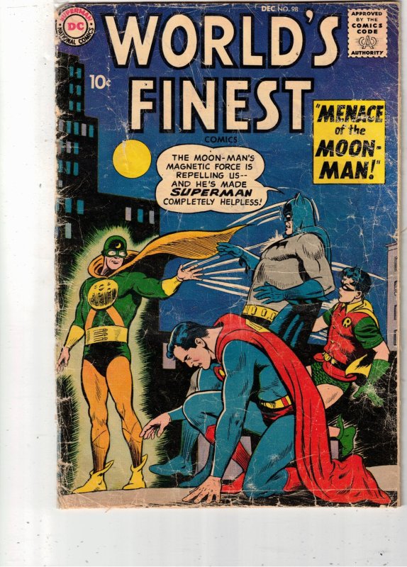 World's Finest Comics #98 1958 1st Moon Man! Green Arrow by Jack & Roz Kirby GD