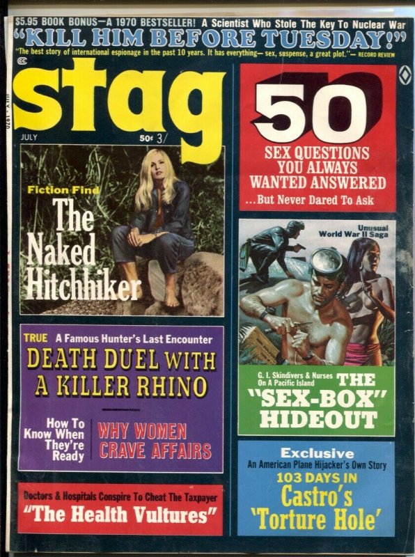 Stag  7/1970- Naked Hitch Hiker-Bruce Minney-Mort Kunstler-G/VG 