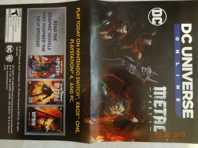 DC UNIVERSE ONLINE Promo Poster, 11 x 17, 2019, DC Metal,  Unused 383