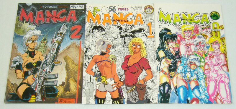 Manga Monthly #0 & 1-2 VF/NM complete series - tim tyler - fathom press set 1990