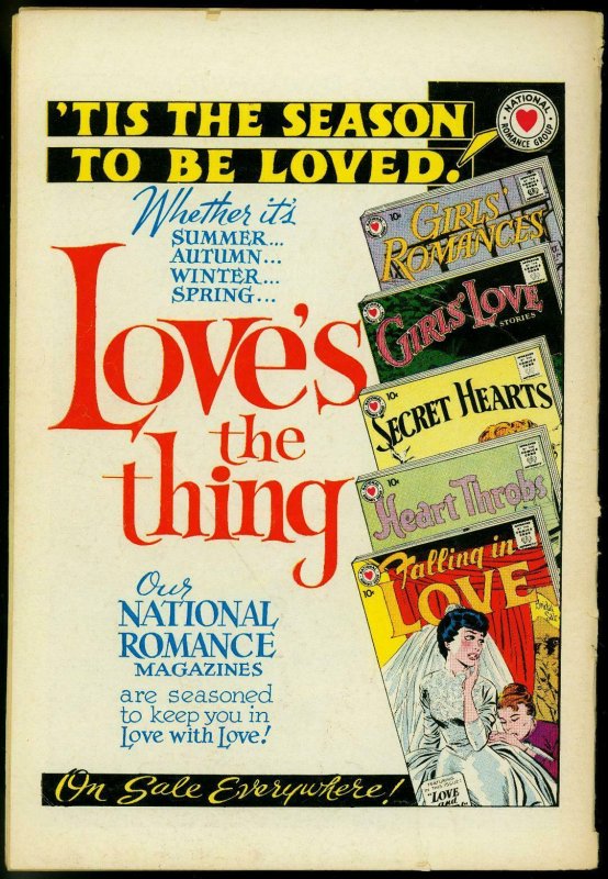 SECRET HEARTS #63 1960-DC ROMANCE-LOVE TRIANGLE COVER VG