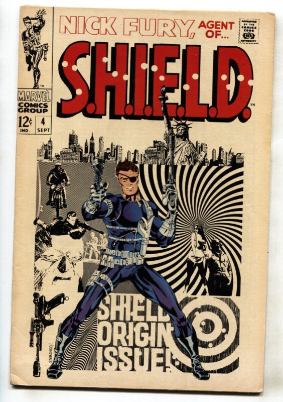 NICK FURY, AGENT OF SHIELD #4--SHIELD origin issue--1968-- Marvel--Steranko