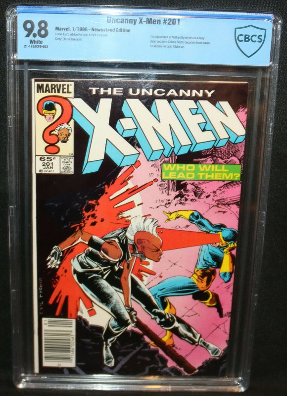 Uncanny X-Men #201 - 1st App of Nathan Summers (Cable) as a Baby CBCS 9.8 - 1986