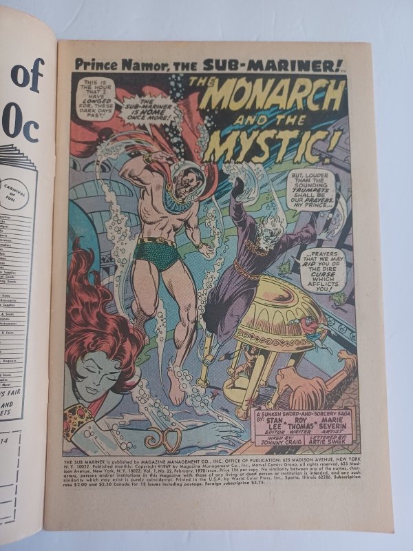 Sub-Mariner #22 - Namor - Doctor Starnge - 1970 - VG+
