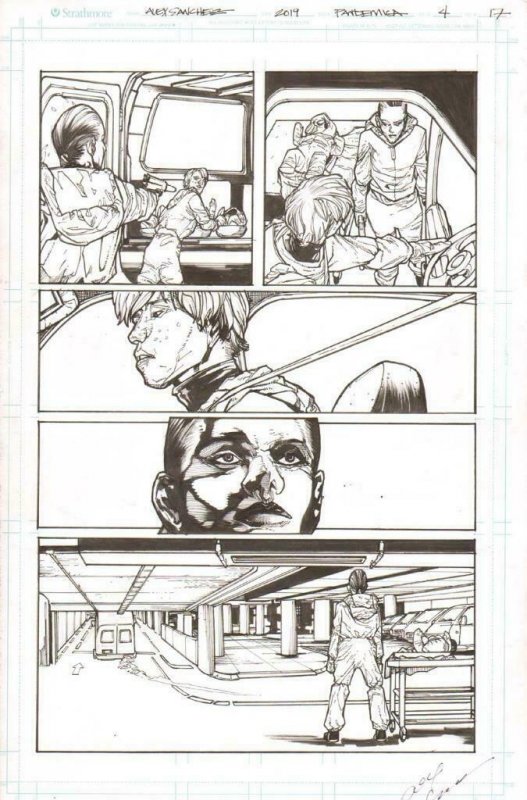 Pandemica #4 pg 17 Original Art Alex Sanchez bestselling author Jonathan Maberry 