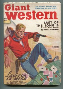 GIANT WESTERN 10/1950-THRILLING-PULP WESTERN-ROBERT J HOGAN-CARD GAME-vg 