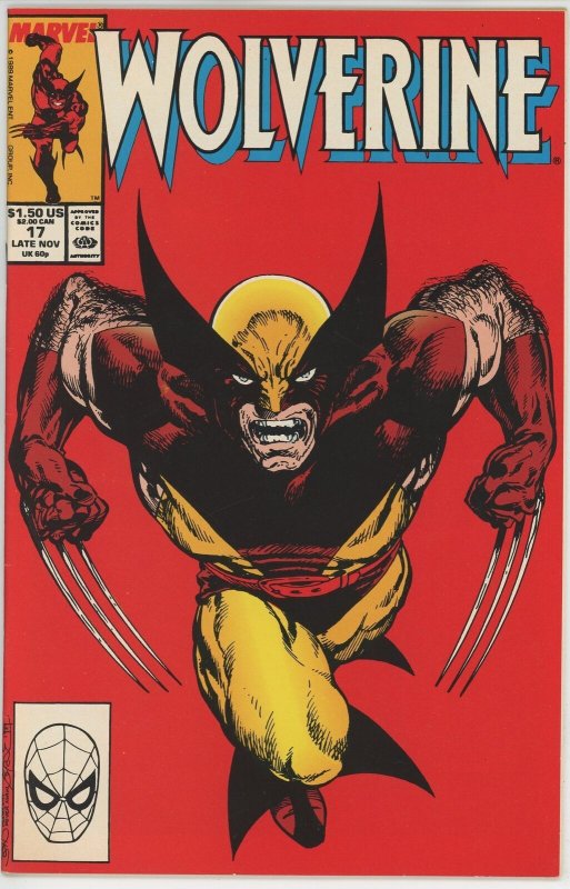 Wolverine #17 (1988) - 8.5 VF+ *Classic John Byrne Cover*