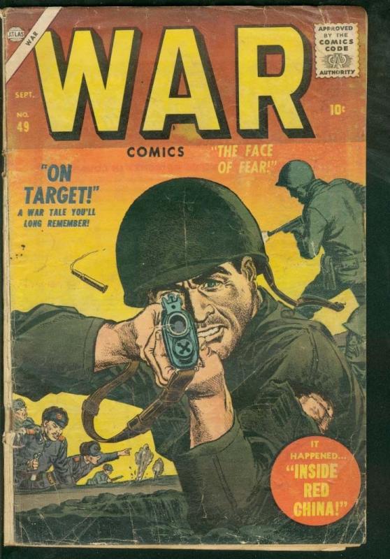 WAR COMICS #49-ATLAS-RARE FINAL ISSUE-LOGO CHANGE-1957 FR