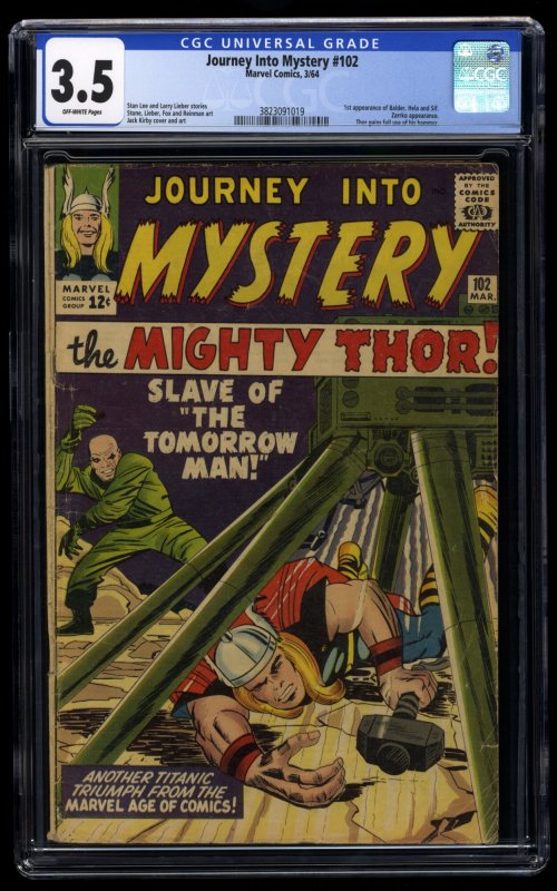 Journey Into Mystery #102 CGC VG- 3.5 Off White 1st Sif and Hela!