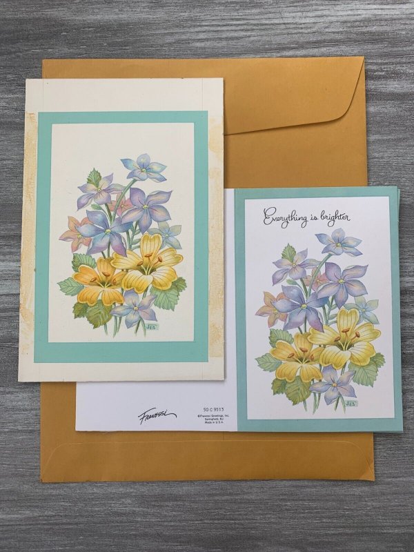 EVERYTHING IS BRIGHTER Colorful Flowers 5.5x8 Greeting Card Art 9513 w/ 5 Cards