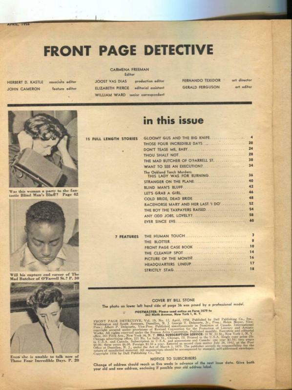 Front Page Detective-4/56-Murder-Killer-Execution-VG