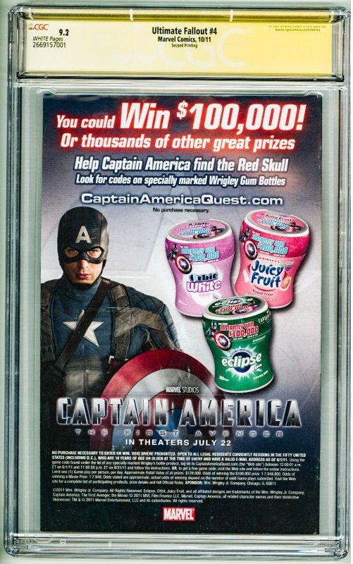 Ultimate Fallout #4 Second Print Cover (2011) CGC 9.2! Signed by Clayton Craig!