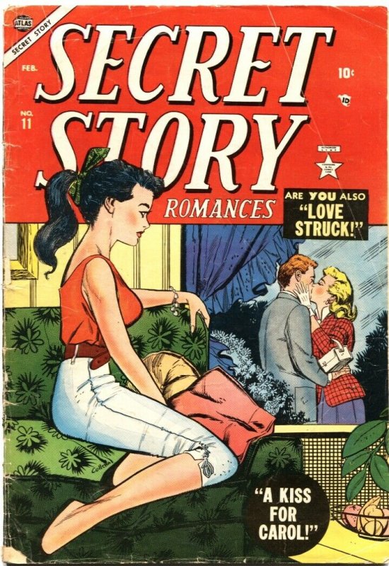 SECRET STORY ROMANCES #11-1955-PIN UP COVER-STAN LEE-VERY RARE-GIRL ART-PRE CODE