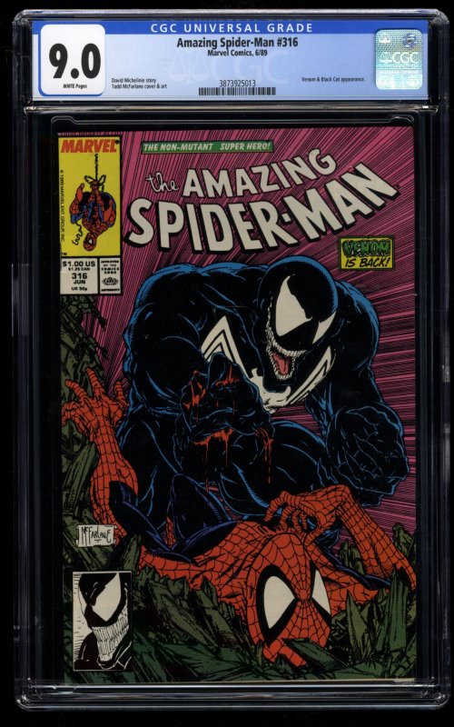 Amazing Spider-Man #316 CGC VF/NM 9.0 White Pages Venom!