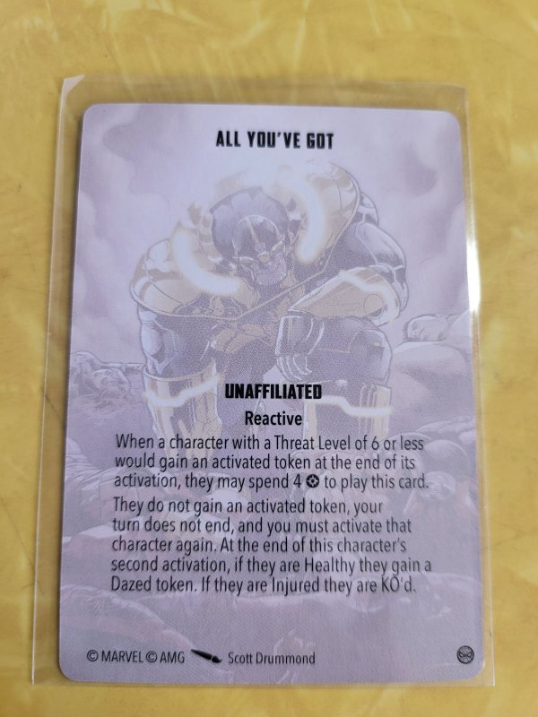 Marvel Crisis Protocol Game Card All You've Got