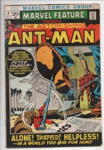 MARVEL FEATURE #4, VG+, Ant-Man, Origin, Spider-man, 1971, more in store