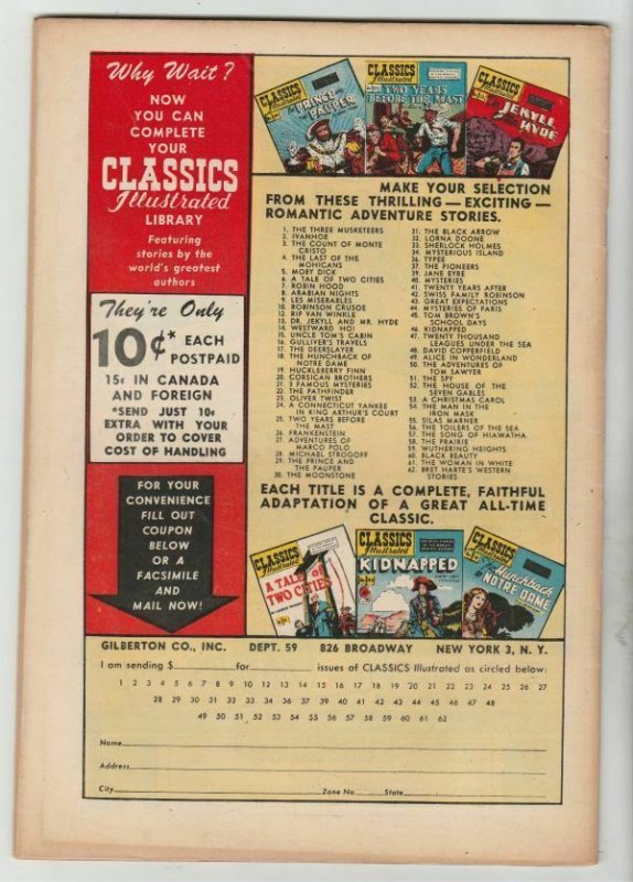 Classics Illustrated #63 (Sep-49) VF+ High-Grade 