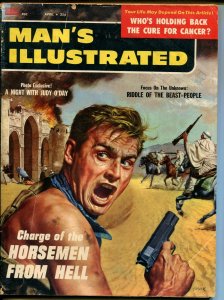 Man's Illustrated 11/1957-Stan Borack-Judy O'Day-pulp violence-gunfight-VG