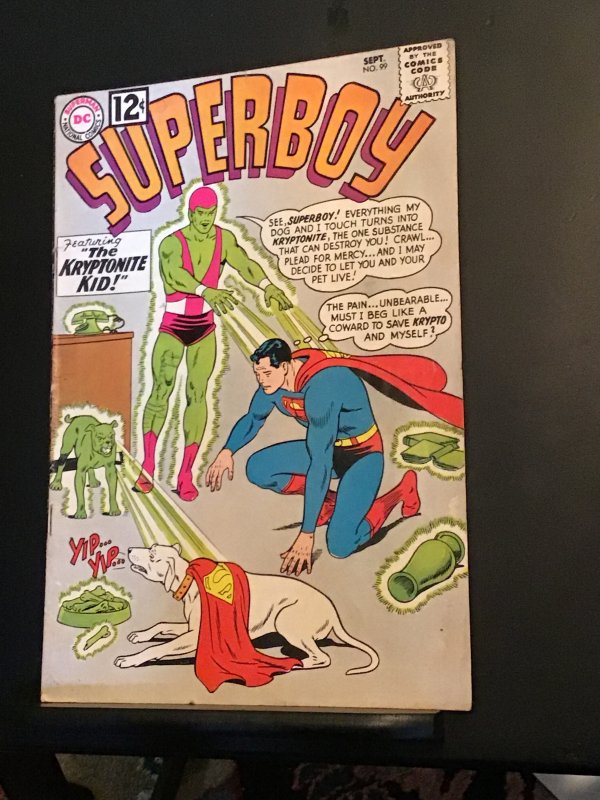 Superboy #99 (1962) Wow! Kryptonite kid cover, krypto key! FN