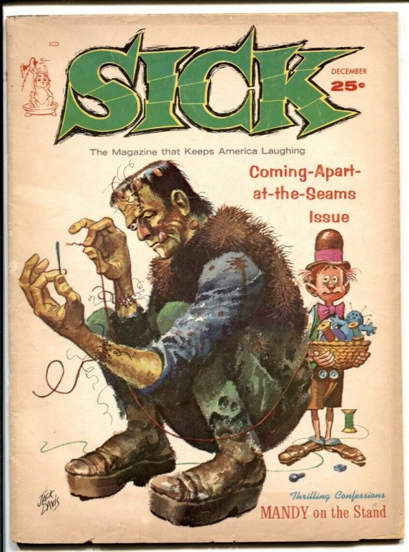 Sick Magazine December 1963- FRANKENSTEIN Jack Davis FR