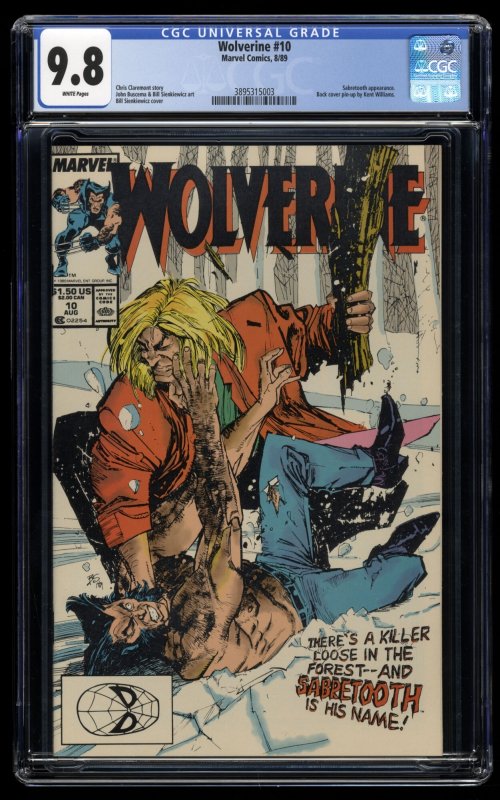 Wolverine #10 CGC NM/M 9.8 White Pages Sabertooth battle!