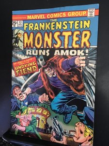 The Frankenstein Monster #13 1974) Mid-grade Val Mayerik art key! VG/FN Wow!