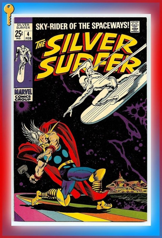 Silver Surfer 4 (1969) Grail Key! 1st Thor v Surfer Restored w/Reprinted Cover