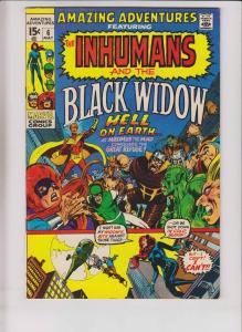 Amazing Adventures vol. 2 #6 FN inhumans by neal adams - black widow roy thomas