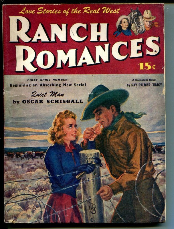 Ranch Romances #1 4/1945-Warner-pulp fiction-J Frank Dobie-Lawson-VG