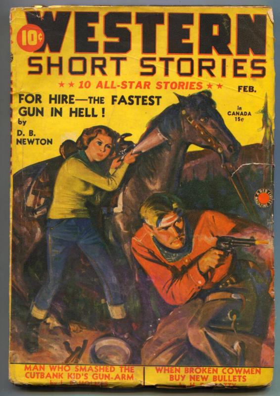 Western Short Stories Pulp February 1941- DB NEWTON vg