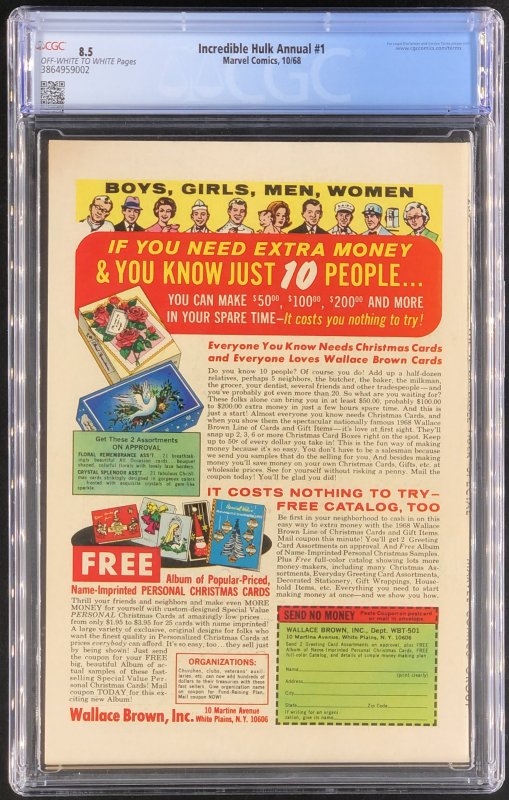 The Incredible Hulk Annual #1 (1968) CGC 8.5 Universal