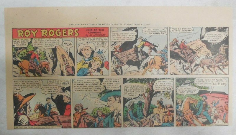 Roy Rogers Sunday Page by Al McKimson from 3/1/1953 Size 7.5 x 15 inches