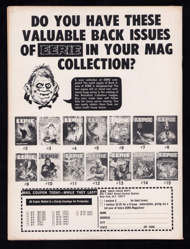 EERIE #19 DECEMBER 1968 (6.0/6.5) Painted Cover Art By Alan Willow