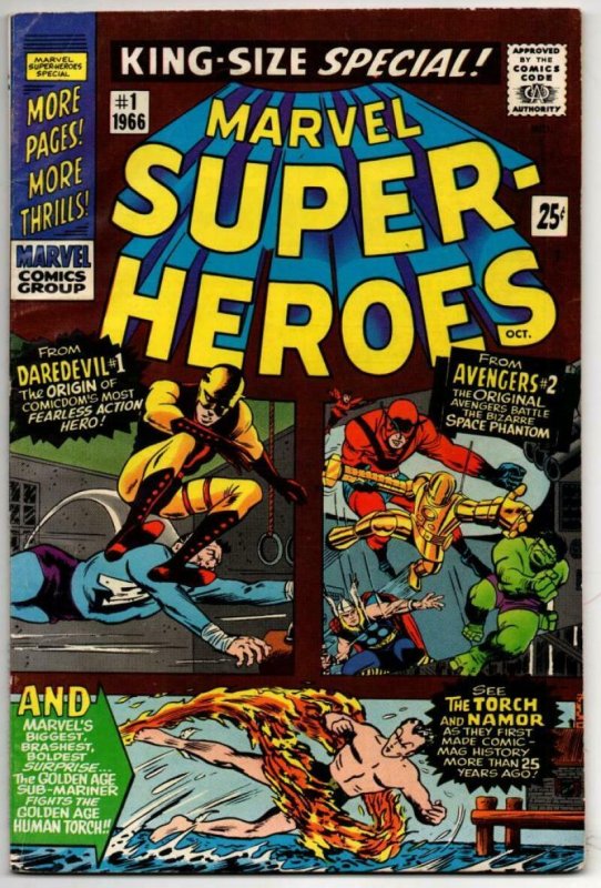 MARVEL SUPER-HEROES #1, FN+, Daredevil Origin, Jack Kirby, 1966, Silver age