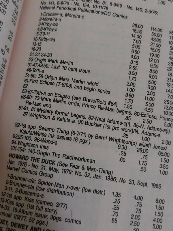 1991 COMIC BOOK COLLECTING OVERSTREET GUIDE VALENTINO F-VF