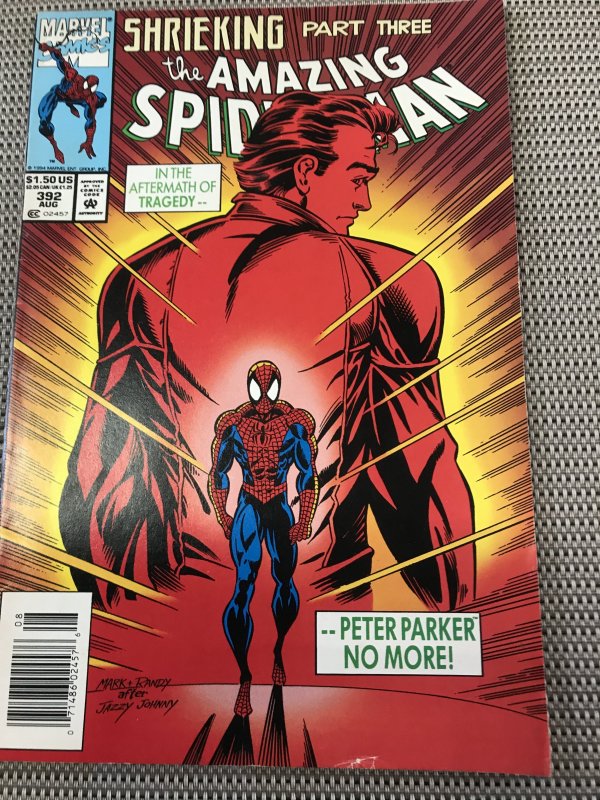 THE AMAZING SPIDER-MAN #392 Newsstand : Marvel 6/94 Fn/VF; ASM 50 cv. swipe