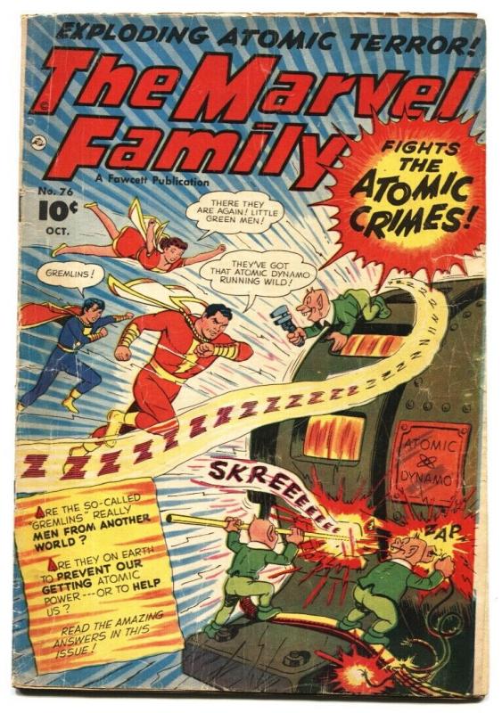 THE MARVEL FAMILY #76 1952-FAWCETT COMICS-ATOMIC CRIMES VG