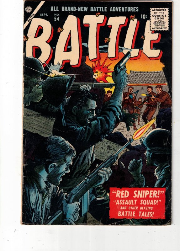 Battle #54 (1957) FN+ Mid-High-Grade Black Cover Red Chinese Sniper! Oregon CERT