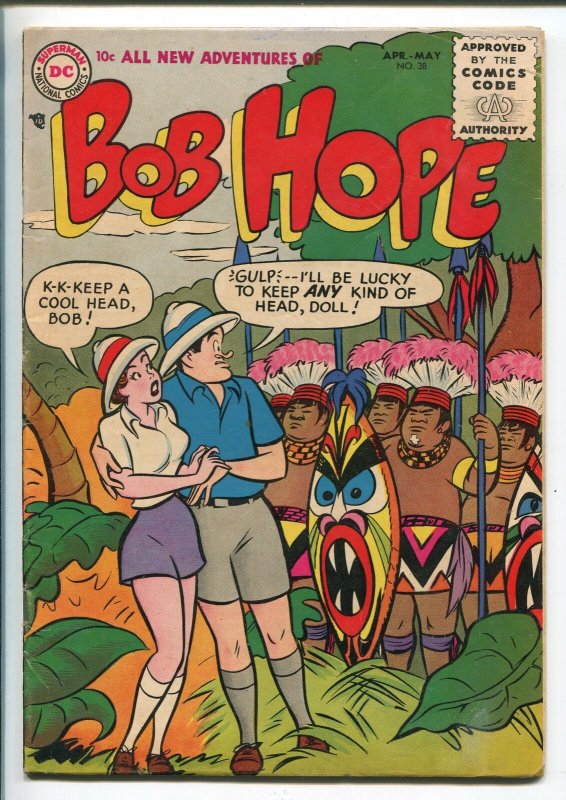 BOB HOPE #38 1956-DC-WACKY HUMOR-BABE-JUNGLE COVER-BIZARRE INNUENDO-fn/vf