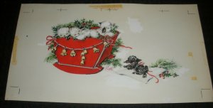 MERRY CHRISTMAS Black & White Sheep 11x6.25 Greeting Card Art #1506