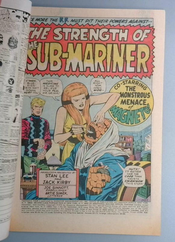 Fantastic Four #102 VF Last Jack Kirby Issue Marvel 1970 BW1