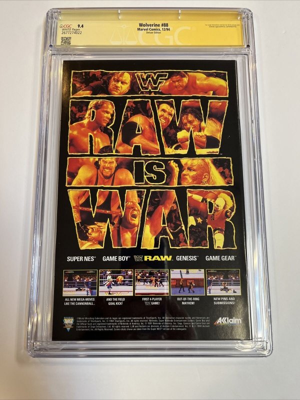 Wolverine (1994) # 88 (CGC 9.4 SS WP) Signed Adam Kubert 