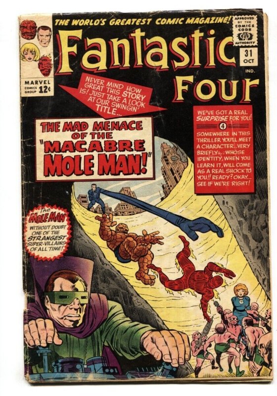 FANTASTIC FOUR #31 comic book 1964-MOLE MAN-AVENGERS vg