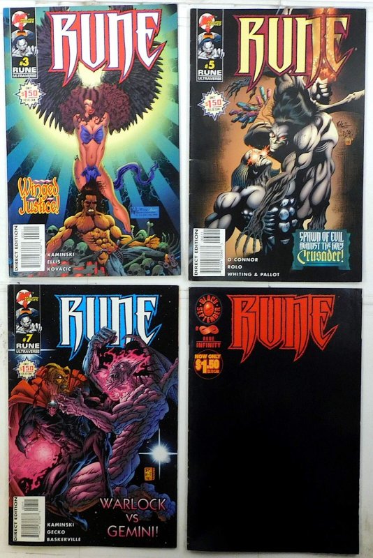 Rune Lot of 4 #3, 5, 7, Infinity (1995) Malibu Comics 1st Print Comic Books